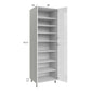 RTA Milan White Gloss 30" x 24" x 96" Pantry Cabinet (24" depth) with 1 Finished Side and 2 Roll Out Trays