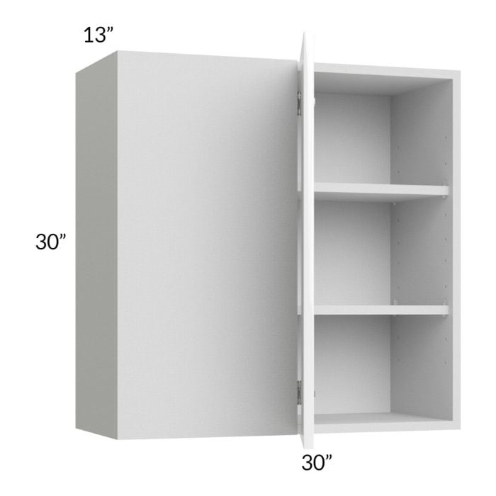 RTA Milan White Gloss 30" x 30" Blind Corner Wall Cabinet-Left-Hinged Door on Right