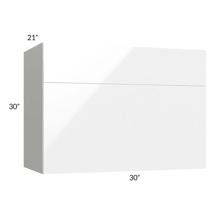 RTA Milan White Gloss 30" x 30" x 21" Microwave Wall Cabinet
