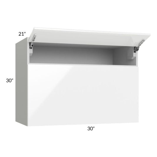 RTA Milan White Gloss 30" x 30" x 21" Microwave Wall Cabinet