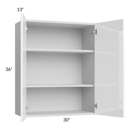 RTA Milan White Gloss 30" x 36" Wall Cabinet with 1 Finished Side