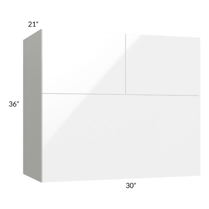 RTA Milan White Gloss 30" x 36" x 21" Microwave Wall Cabinet