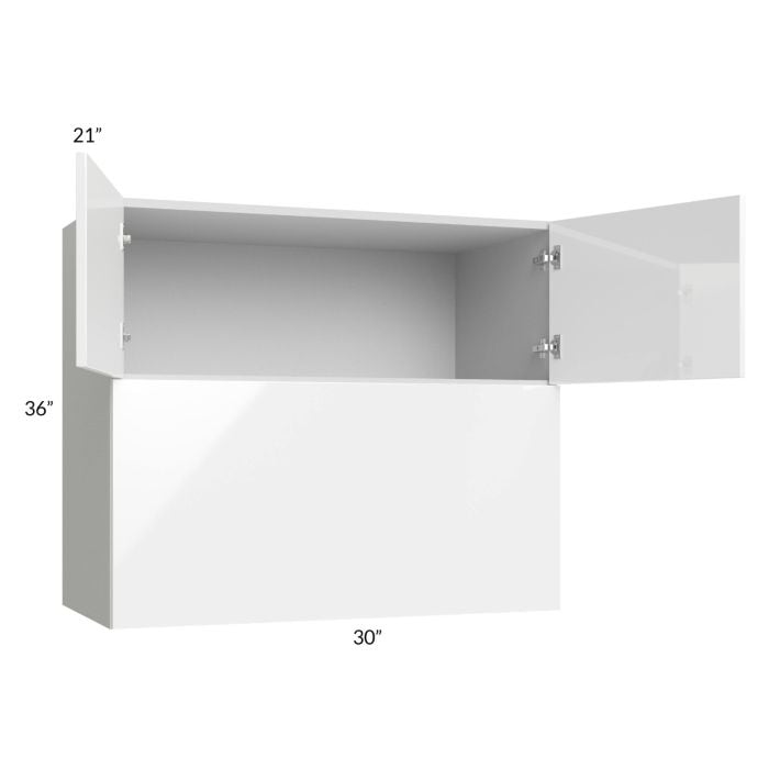 RTA Milan White Gloss 30" x 36" x 21" Microwave Wall Cabinet