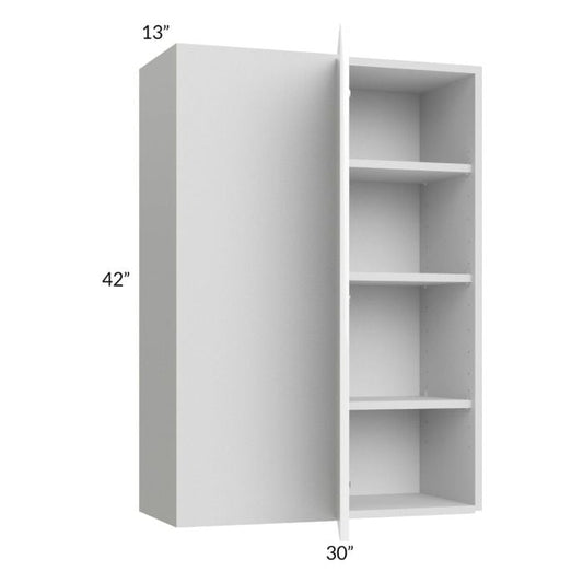 RTA Milan White Gloss 30" x 42" Blind Corner Wall Cabinet-Left-Hinged Door on Right with 2 Finished Sides