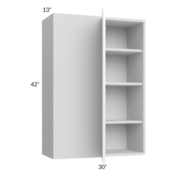 RTA Milan White Gloss 30" x 42" Blind Corner Wall Cabinet-Right-Hinged Door on Left with 2 Finished Sides