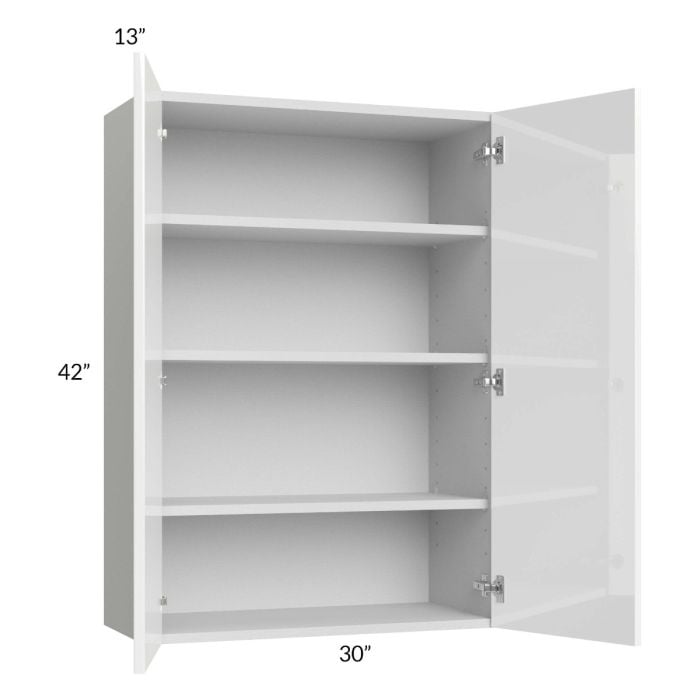 RTA Milan White Gloss 30" x 42" Wall Cabinet with 2 Finished Sides