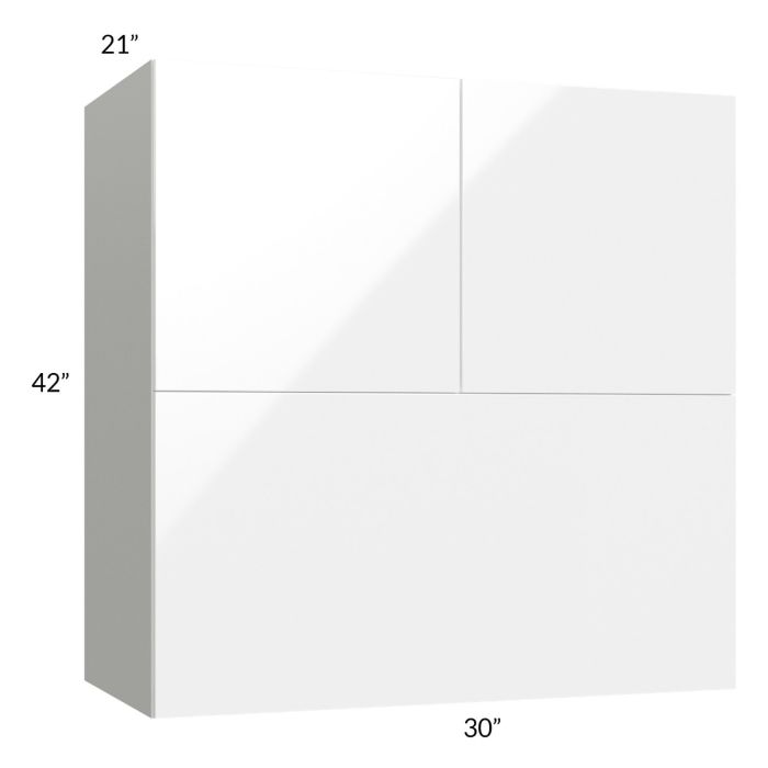 RTA Milan White Gloss 30" x 42" x 21" Microwave Wall Cabinet