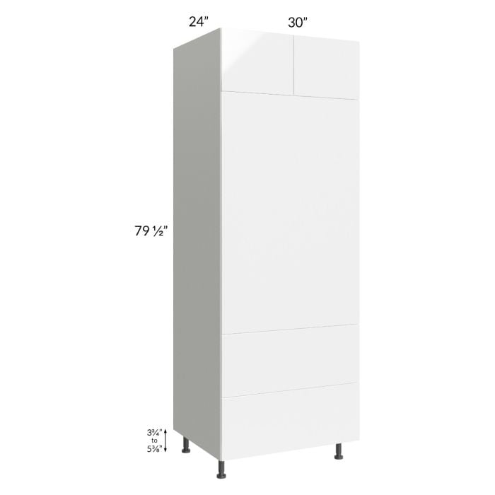RTA Milan White Gloss 30" x 84" Combo Oven Cabinet with 2 Finished Sides
