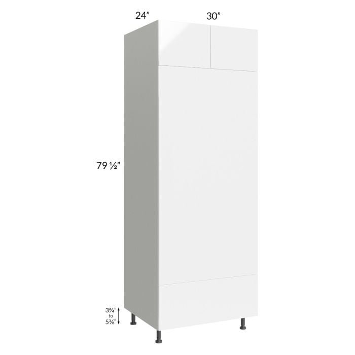 RTA Milan White Gloss 30" x 84" Double Oven Cabinet with 1 Finished Side