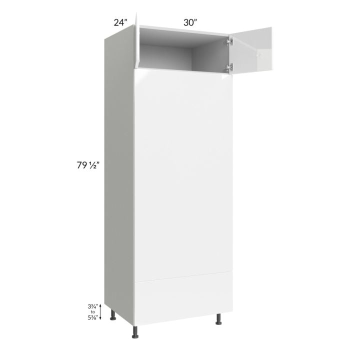 RTA Milan White Gloss 30" x 84" Double Oven Cabinet with 2 Finished Sides
