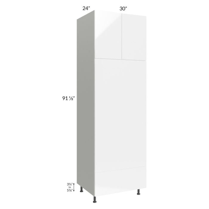 RTA Milan White Gloss 30" x 96" Double Oven Cabinet with 2 Finished Sides