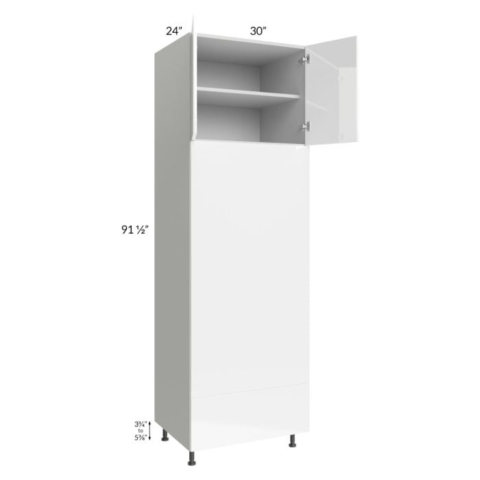 RTA Milan White Gloss 30" x 96" Double Oven Cabinet with 2 Finished Sides