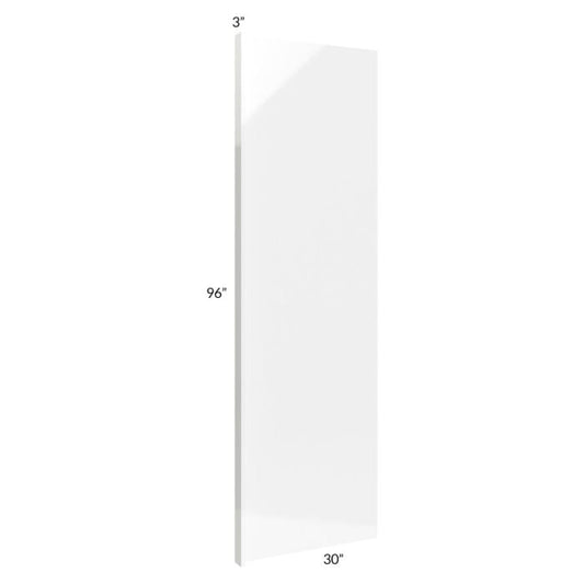 RTA Milan White Gloss 30" x 96" Refrigerator End Panel with 3" Stile