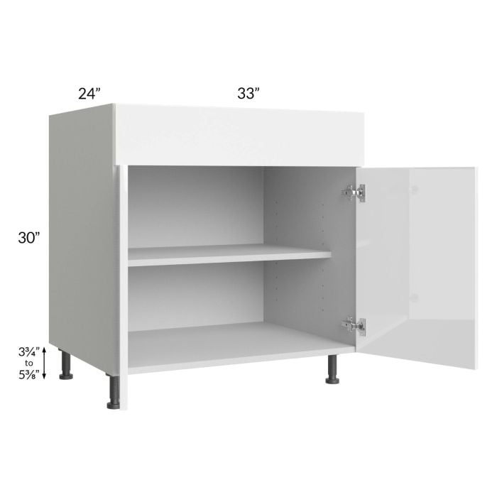 RTA Milan White Gloss 33" Base Cabinet with 1 Roll Out Tray