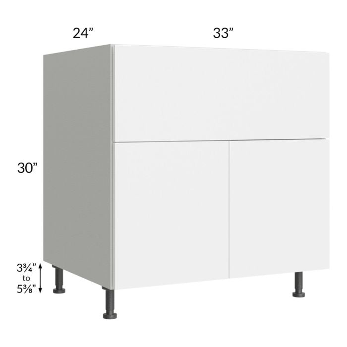 RTA Milan White Gloss 33" Farm Sink Base Cabinet with 2 Finished Sides