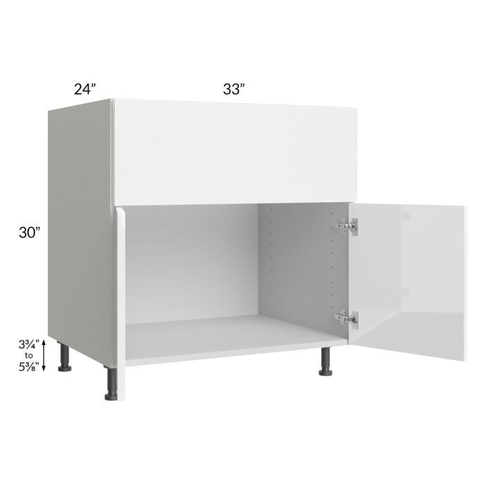 RTA Milan White Gloss 33" Farm Sink Base Cabinet with 2 Finished Sides