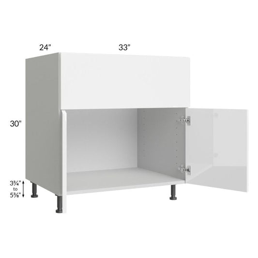 RTA Milan White Gloss 33" Farm Sink Base Cabinet with 2 Finished Sides