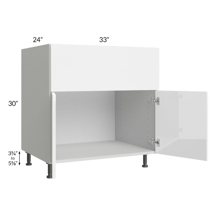 RTA Milan White Gloss 33" Farm Sink Base Cabinet