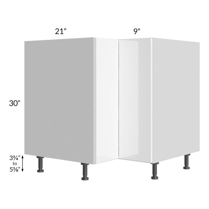 RTA Milan White Gloss 33" Lazy Susan Base Cabinet-Left Hinged