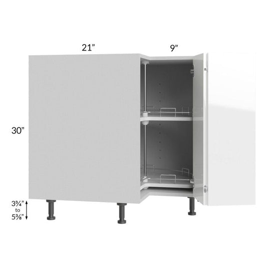RTA Milan White Gloss 33" Lazy Susan Base Cabinet-Right Hinged with 1 Finished Side