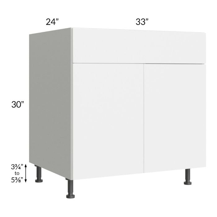 RTA Milan White Gloss 33" Sink Base Cabinet with 2 Finished Sides