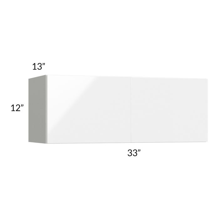 RTA Milan White Gloss 33" x 12" Wall Cabinet with 1 Finished Side