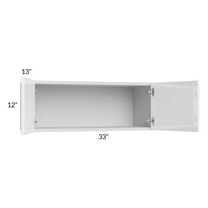RTA Milan White Gloss 33" x 12" Wall Cabinet with 1 Finished Side