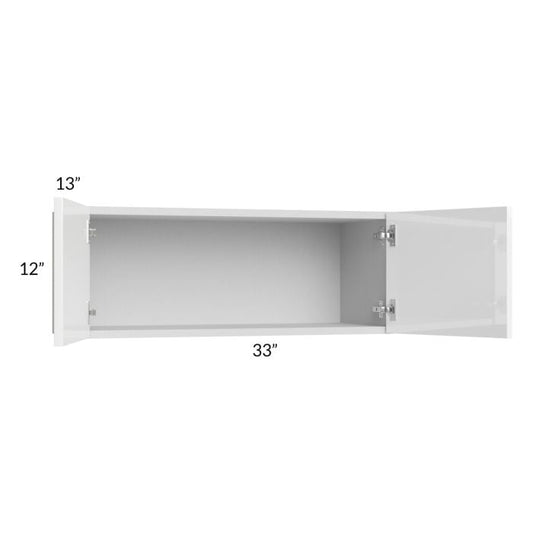 RTA Milan White Gloss 33" x 12" Wall Cabinet with 2 Finished Sides