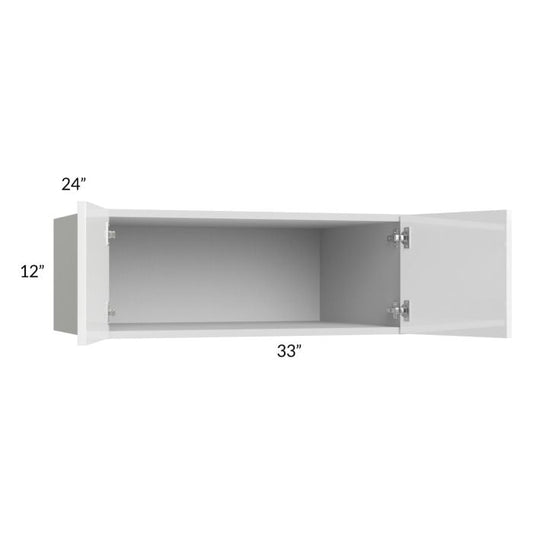RTA Milan White Gloss 33" x 12" x 24" Wall Cabinet with 1 Finished Side