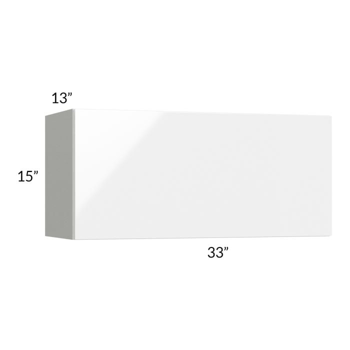 RTA Milan White Gloss 33" x 15" Lift-Up Door Wall Cabinet with 2 Finished Sides