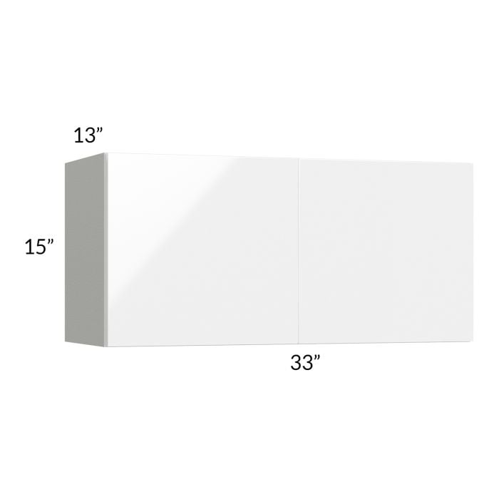 RTA Milan White Gloss 33" x 15" Wall Cabinet with 1 Finished Side