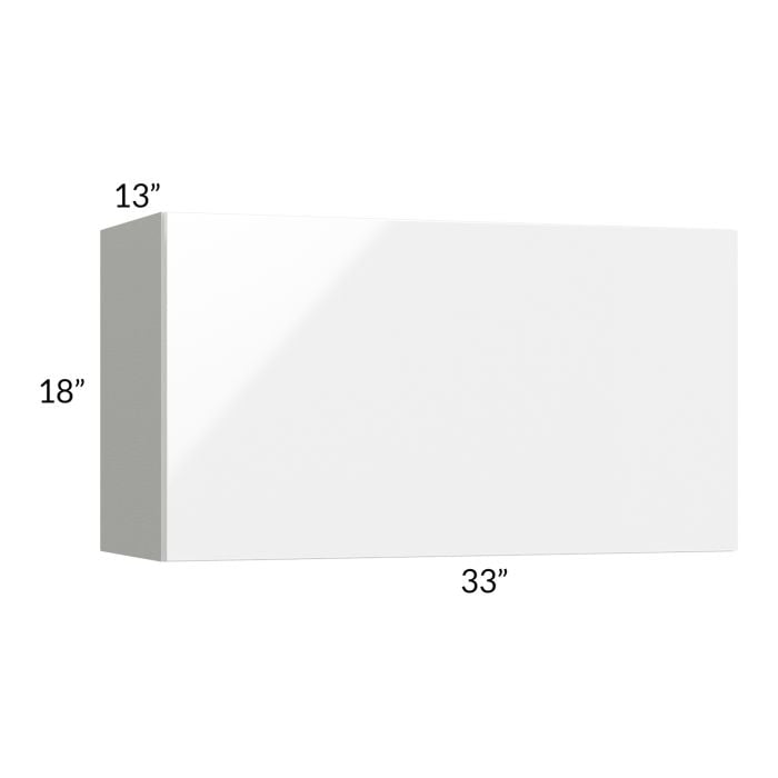 RTA Milan White Gloss 33" x 18" Lift-Up Door Wall Cabinet with 1 Finished Side