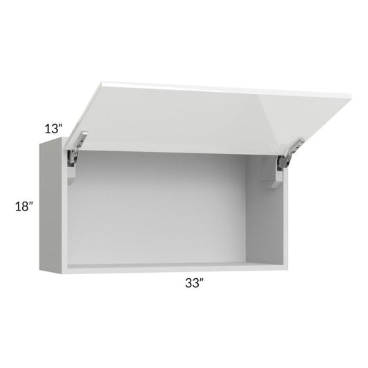 RTA Milan White Gloss 33" x 18" Lift-Up Door Wall Cabinet with 2 Finished Sides