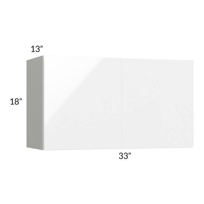 RTA Milan White Gloss 33" x 18" Wall Cabinet with 1 Finished Side