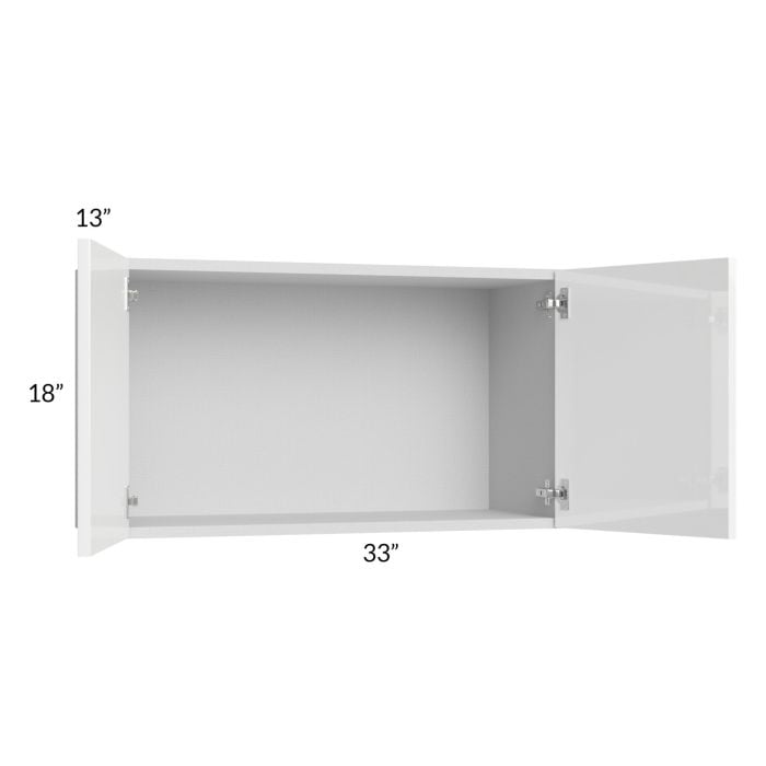 RTA Milan White Gloss 33" x 18" Wall Cabinet with 1 Finished Side