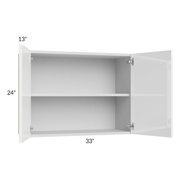RTA Milan White Gloss 33" x 24" Wall Cabinet with 2 Finished Sides