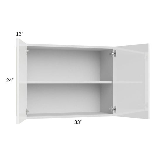 RTA Milan White Gloss 33" x 24" Wall Cabinet with 2 Finished Sides