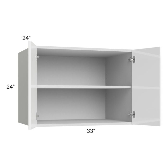 RTA Milan White Gloss 33" x 24" x 24" Wall Cabinet with 1 Finished Side