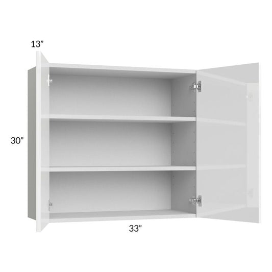 RTA Milan White Gloss 33" x 30" Wall Cabinet with 2 Finished Sides