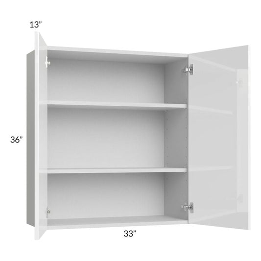 RTA Milan White Gloss 33" x 36" Wall Cabinet with 1 Finished Side