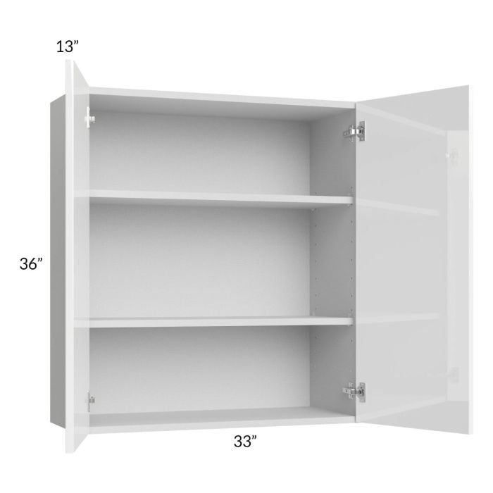 RTA Milan White Gloss 33" x 36" Wall Cabinet with 2 Finished Sides