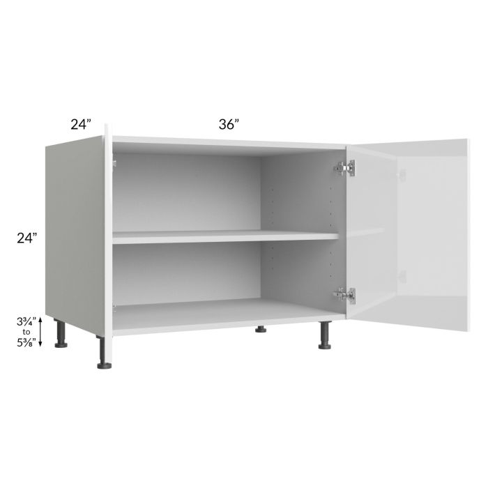 RTA Milan White Gloss 36" 2-Door Range Top Base Cabinet