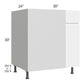 RTA Milan White Gloss 36" - 39" Blind Base Corner Cabinet-Left-Hinged Door on Right with 2 Finished Sides
