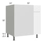 RTA Milan White Gloss 36" - 39" Blind Base Corner Cabinet-Right-Hinged Door on Left