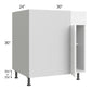 RTA Milan White Gloss 36" - 39" Blind Base Corner Cabinet-Right-Hinged Door on Left with 1 Finished Side