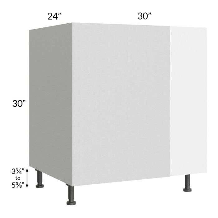 RTA Milan White Gloss 36" - 39" Full Height Door Blind Base Corner Cabinet-Left-Hinged Door on Right