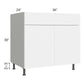 RTA Milan White Gloss 36" Base Cabinet with 1 Finished Side and 2 Roll Out Trays