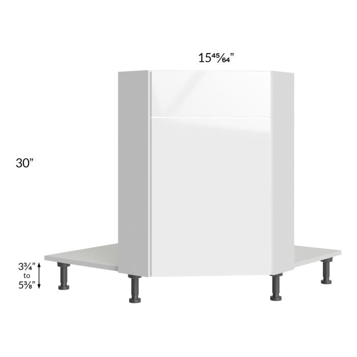 RTA Milan White Gloss 36" Diagonal Corner Sink Front-Left Hinged