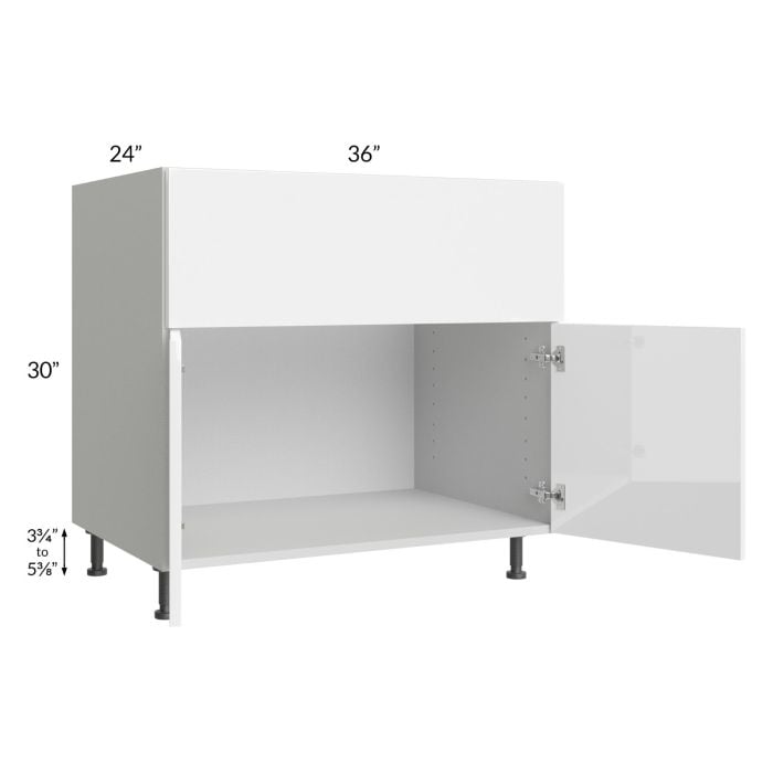 RTA Milan White Gloss 36" Farm Sink Base Cabinet with 1 Finished Side
