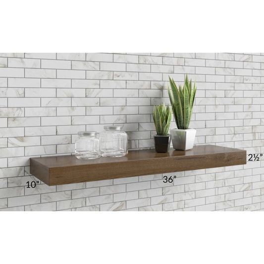 RTA Milan White Gloss 36" Floating Walnut Shelf